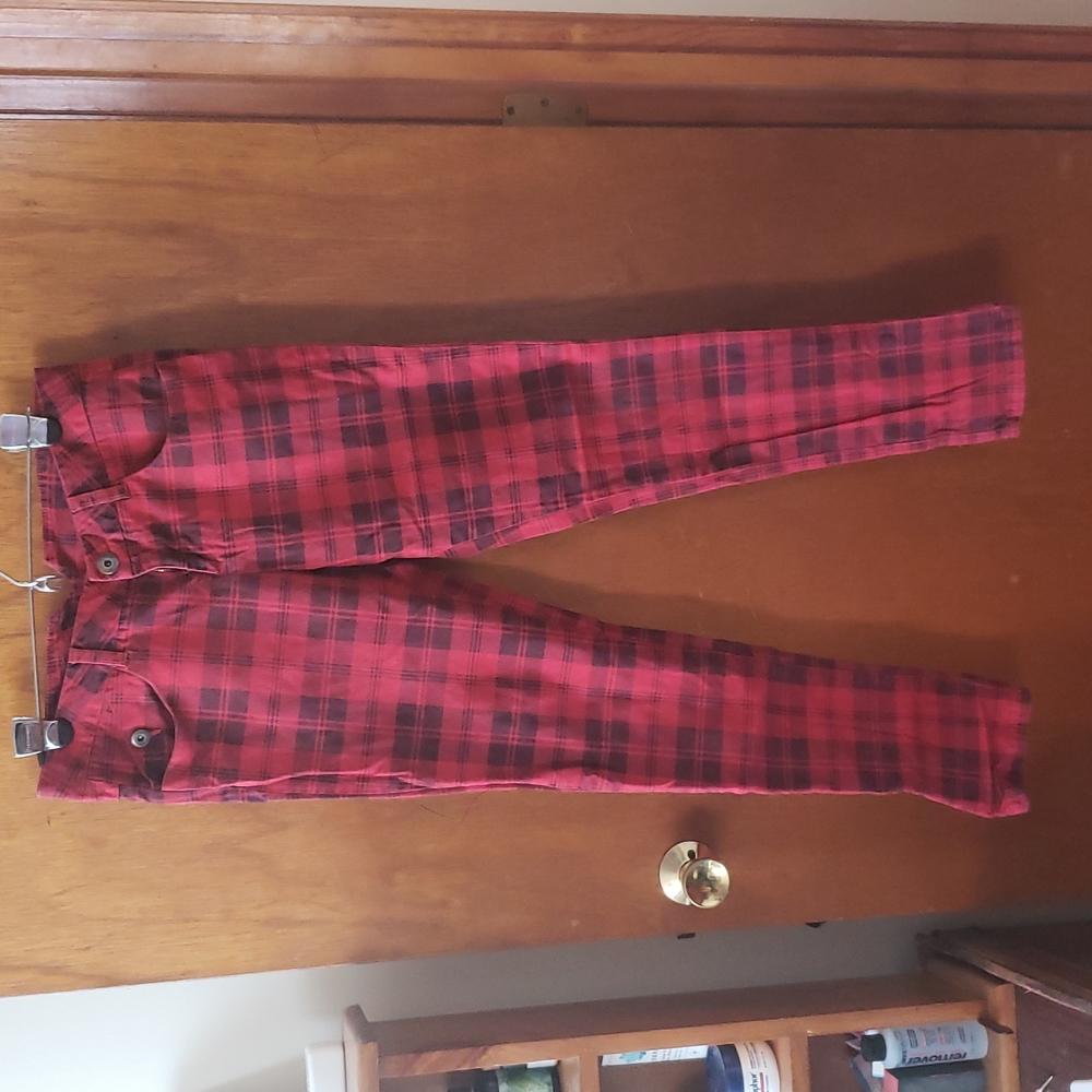 Plaid skinny jeans